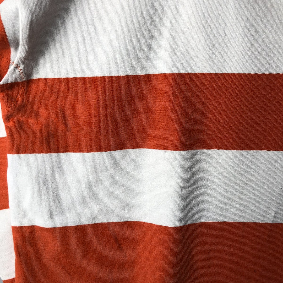 90s-00'S Vintage BARBARIAN Striped Long Sleeve Rugby Shirt, Men's Size M cotton orange type Vintage Second Hand