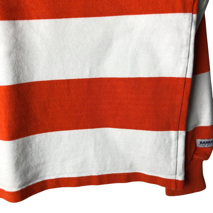 90s-00'S Vintage BARBARIAN Striped Long Sleeve Rugby Shirt, Men's Size M cotton orange type Vintage Second Hand