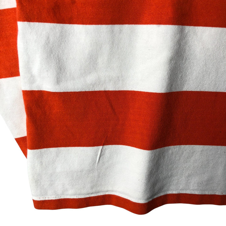 90s-00'S Vintage BARBARIAN Striped Long Sleeve Rugby Shirt, Men's Size M cotton orange type Vintage Second Hand