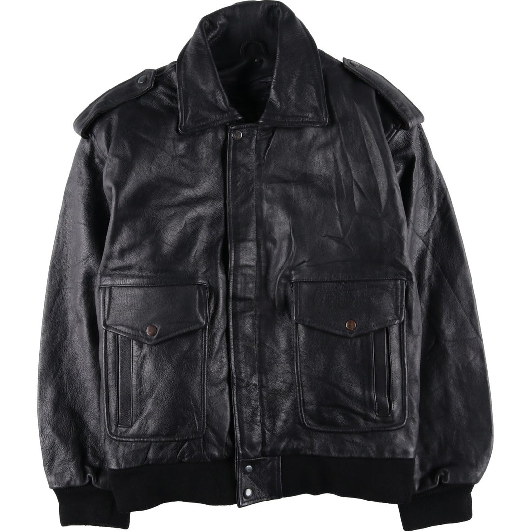 A-2 type leather flight jacket, men's size M genuine leather black type Vintage Second Hand