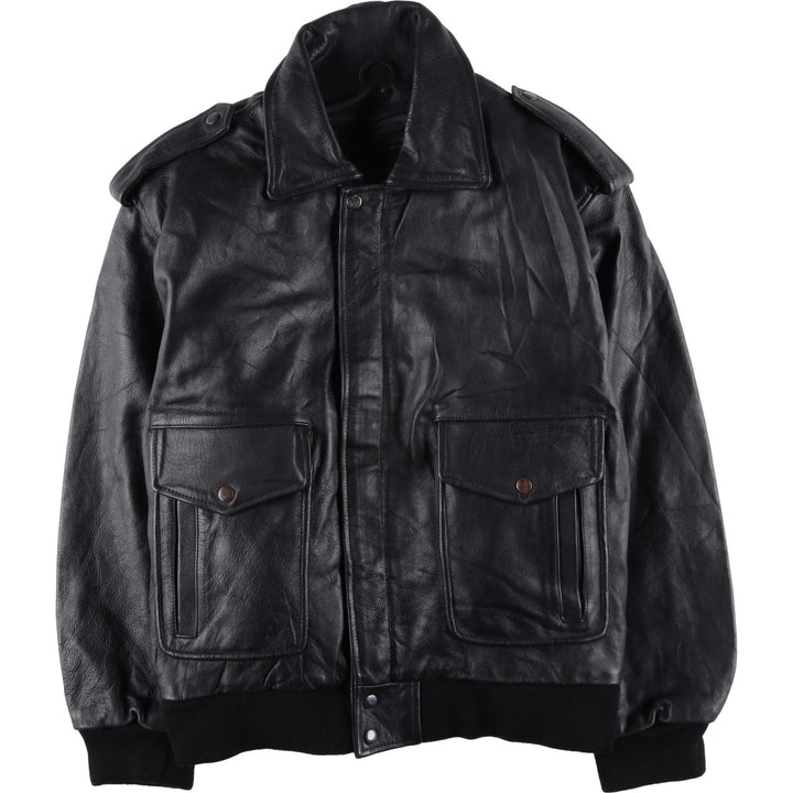 A-2 type leather flight jacket, men's size M genuine leather black type Vintage Second Hand