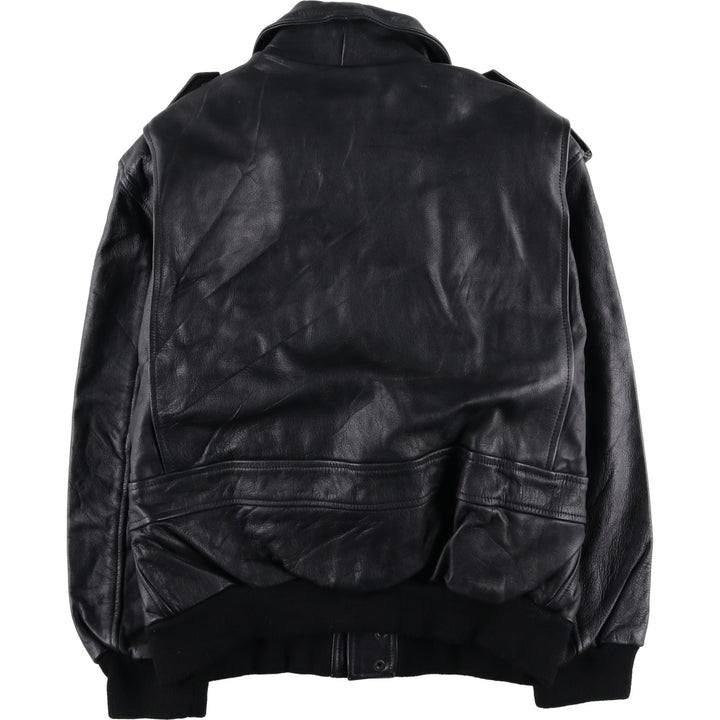 A-2 type leather flight jacket, men's size M genuine leather black type Vintage Second Hand