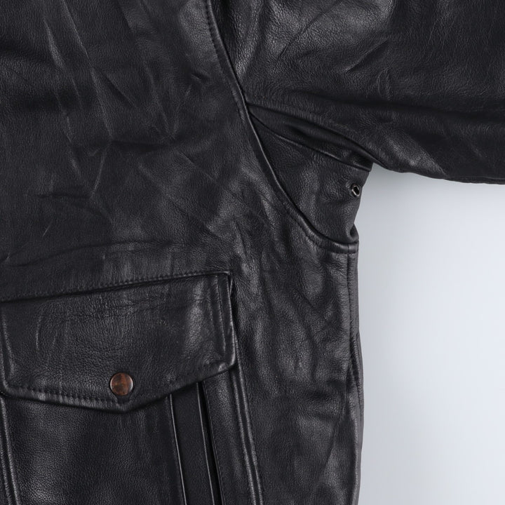 A-2 type leather flight jacket, men's size M genuine leather black type Vintage Second Hand