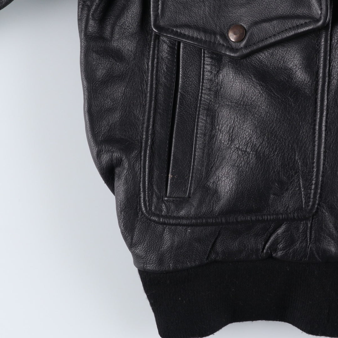 A-2 type leather flight jacket, men's size M genuine leather black type Vintage Second Hand