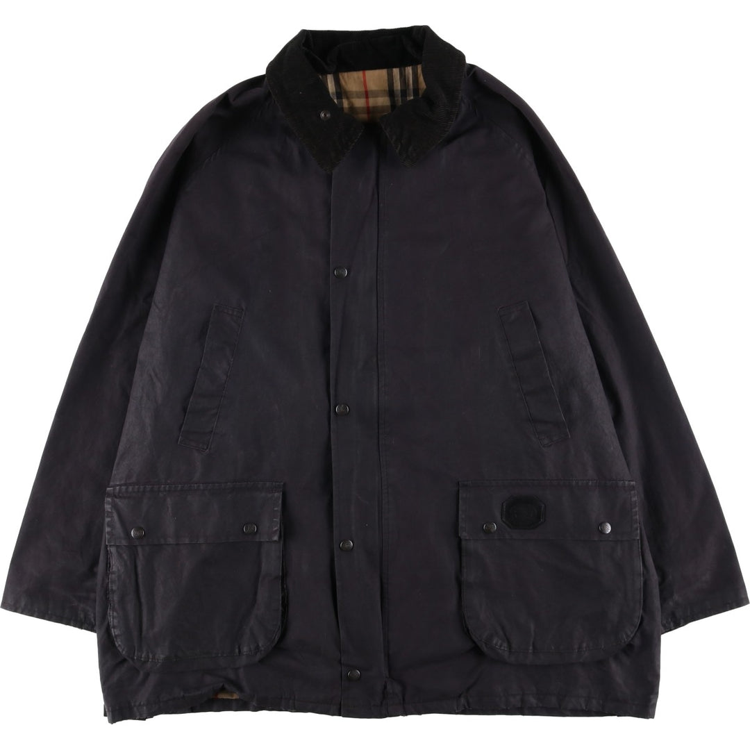 Burberry's Oiled Hunting Jacket, Made in England, Men's Size L Waxed cotton black type Vintage Second Hand