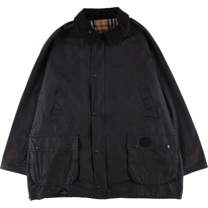 Burberry's Oiled Hunting Jacket, Made in England, Men's Size L Waxed cotton black type Vintage Second Hand