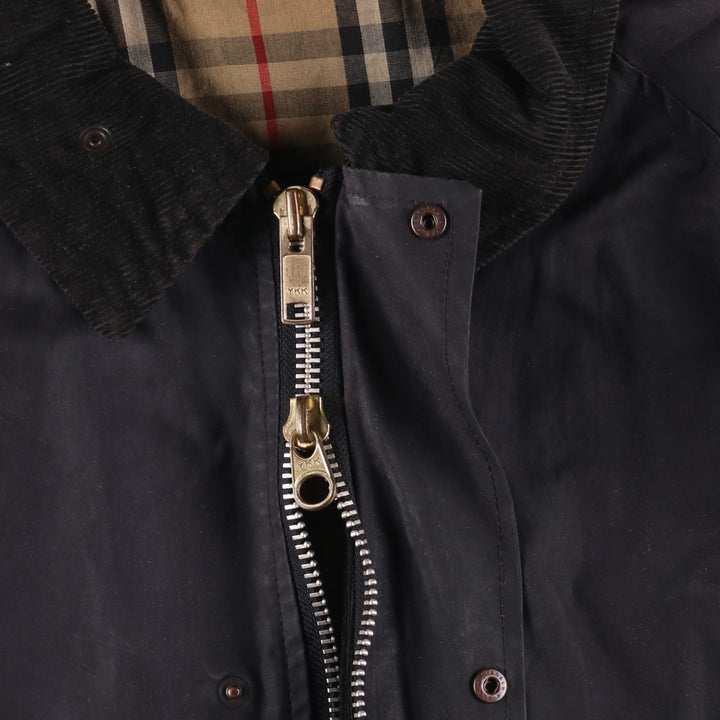 Burberry's Oiled Hunting Jacket, Made in England, Men's Size L Waxed cotton black type Vintage Second Hand