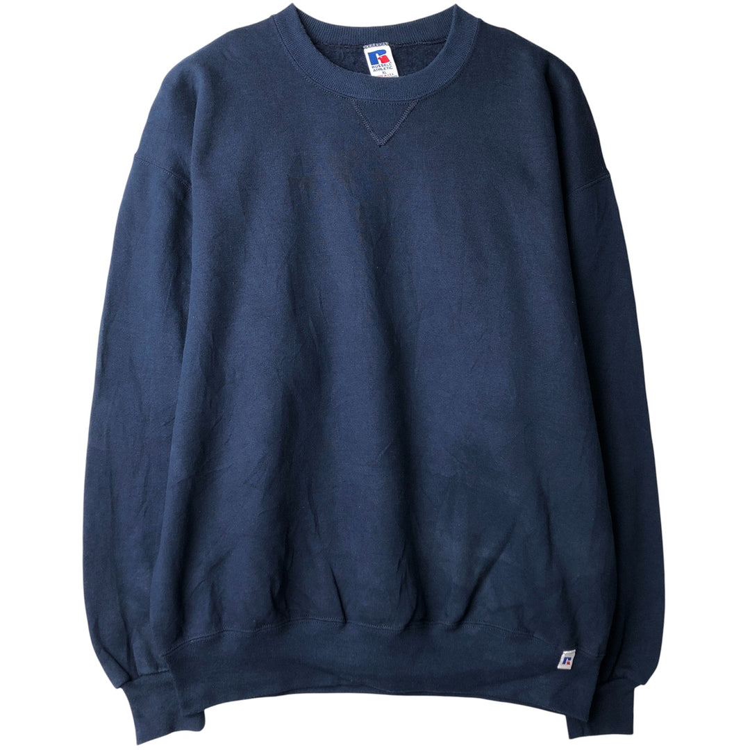 90'S Russell plain blank sweatshirt, sweatshirt, made in USA, men's XL size, vintage cotton navy blue type Vintage Second Hand