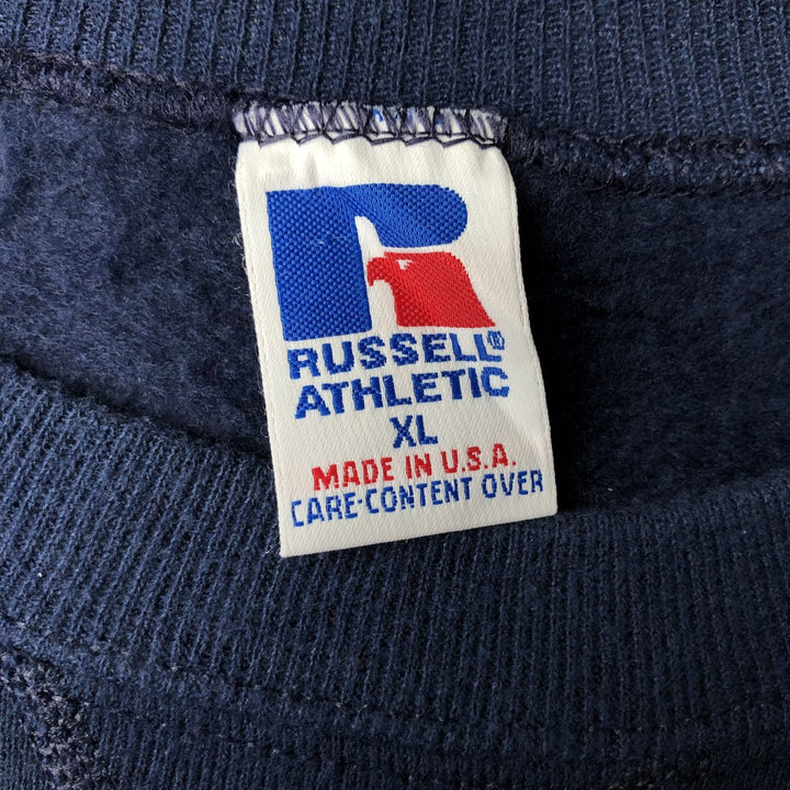 90'S Russell plain blank sweatshirt, sweatshirt, made in USA, men's XL size, vintage cotton navy blue type Vintage Second Hand