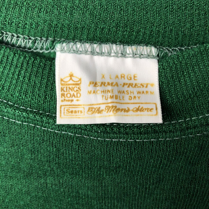 Vintage 1970'S Sears Kings Road plain blank sweatshirt, men's size XL unclear green type yellow green Vintage Second Hand