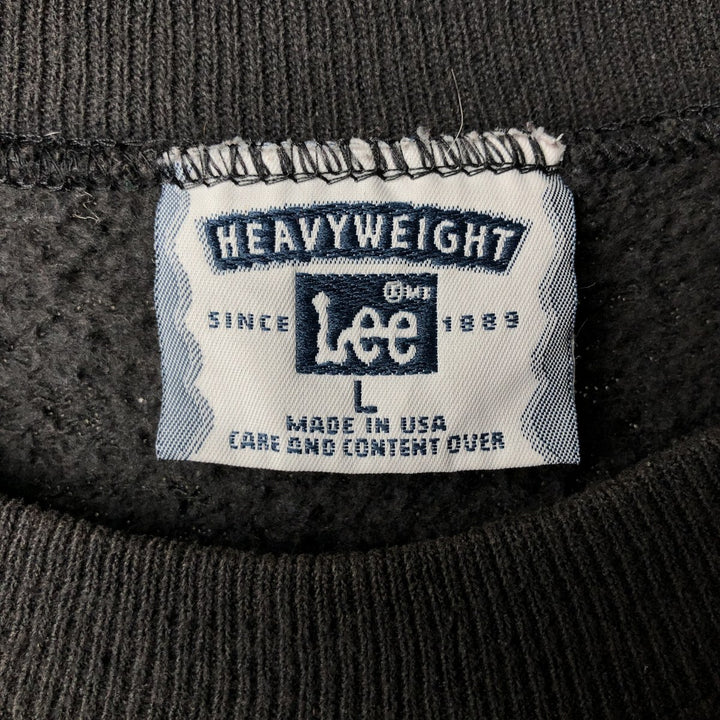 Vintage 90'S Lee Heavy Weight Solid Color Blank Sweatshirt, Made in USA, Men's Size L cotton black type Vintage Second Hand
