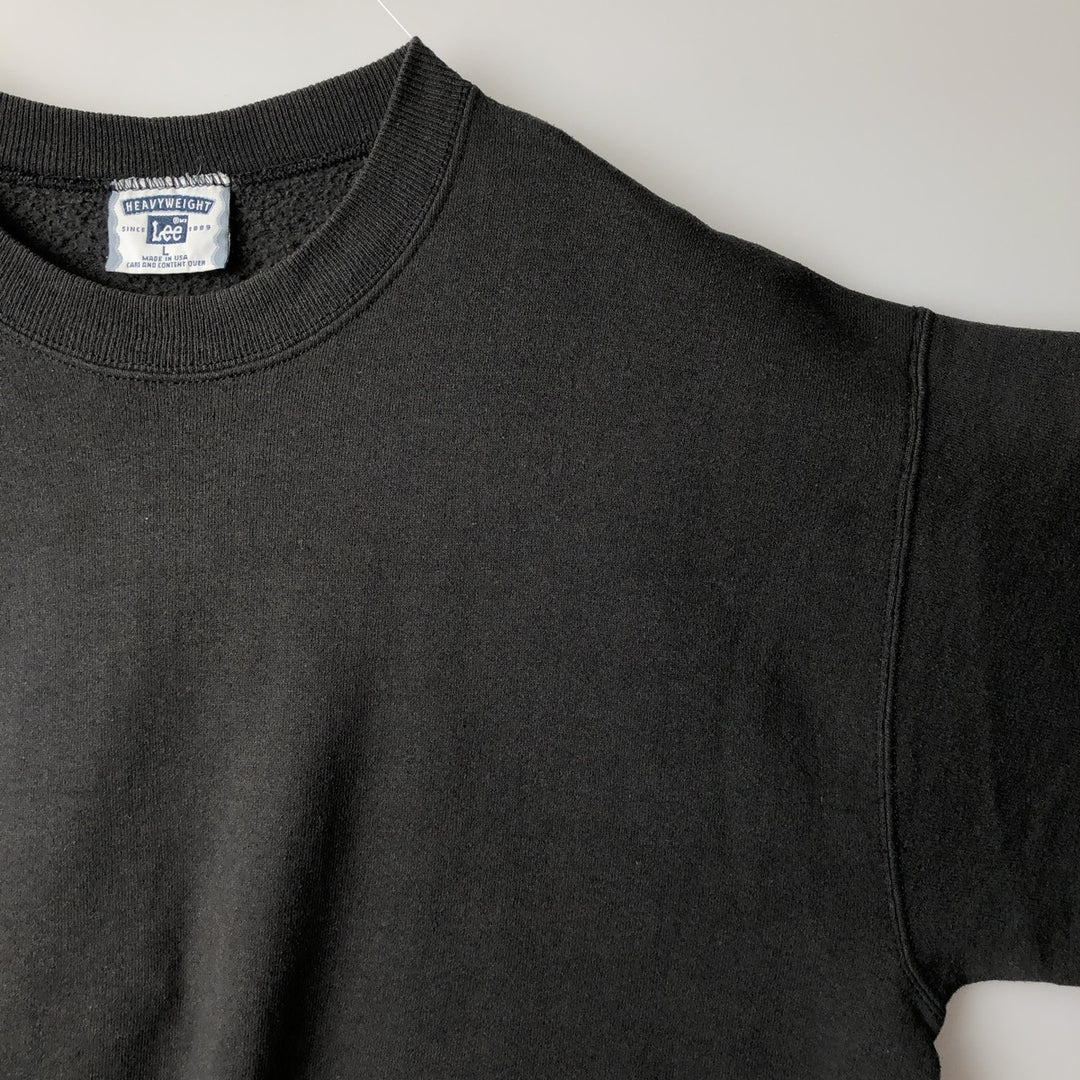 Vintage 90'S Lee Heavy Weight Solid Color Blank Sweatshirt, Made in USA, Men's Size L cotton black type Vintage Second Hand