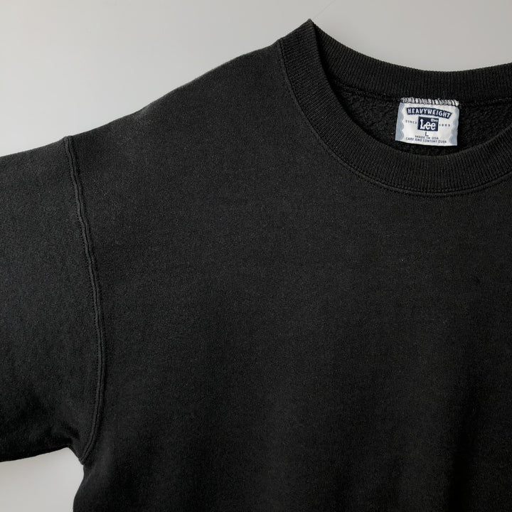 Vintage 90'S Lee Heavy Weight Solid Color Blank Sweatshirt, Made in USA, Men's Size L cotton black type Vintage Second Hand