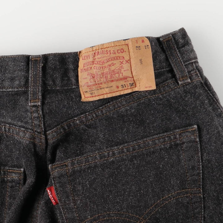 Vintage 1980'S Levi's 901 Euro Model Black Denim Tapered Denim Pants, Women's Size L (W29) cotton black type Vintage Second Hand