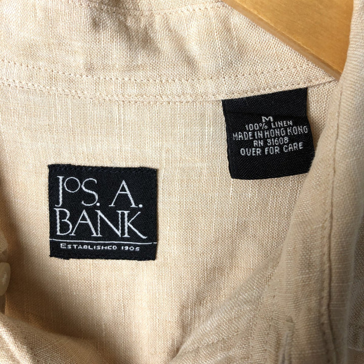 90'S JOS.A.BANK Vintage Long Sleeve Linen Shirt, Men's Size Medium linen Beige type Vintage Second Hand