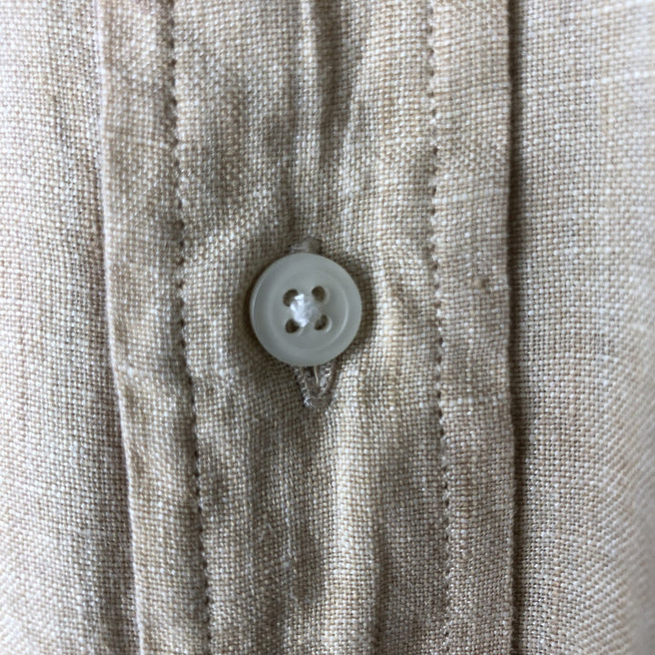 90'S JOS.A.BANK Vintage Long Sleeve Linen Shirt, Men's Size Medium linen Beige type Vintage Second Hand