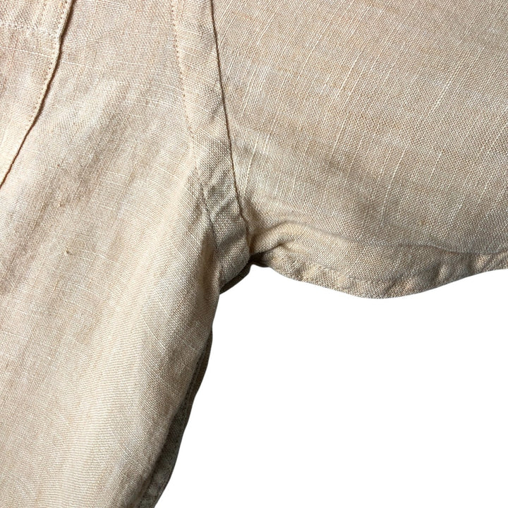 90'S JOS.A.BANK Vintage Long Sleeve Linen Shirt, Men's Size Medium linen Beige type Vintage Second Hand
