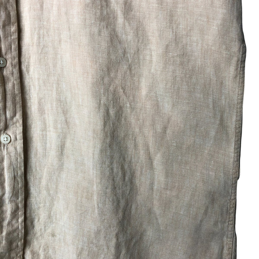 90'S JOS.A.BANK Vintage Long Sleeve Linen Shirt, Men's Size Medium linen Beige type Vintage Second Hand