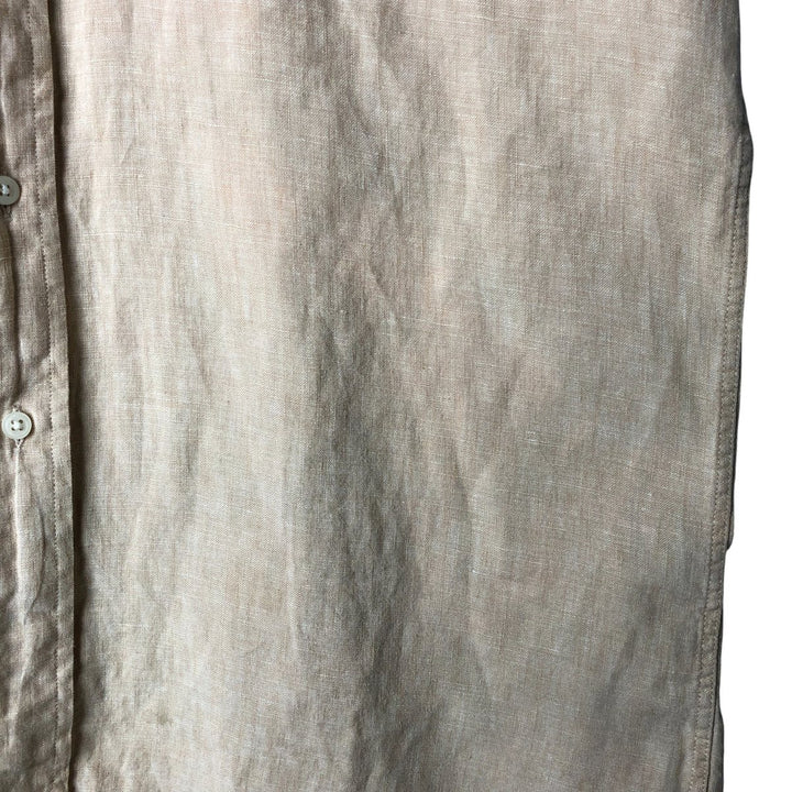 90'S JOS.A.BANK Vintage Long Sleeve Linen Shirt, Men's Size Medium linen Beige type Vintage Second Hand