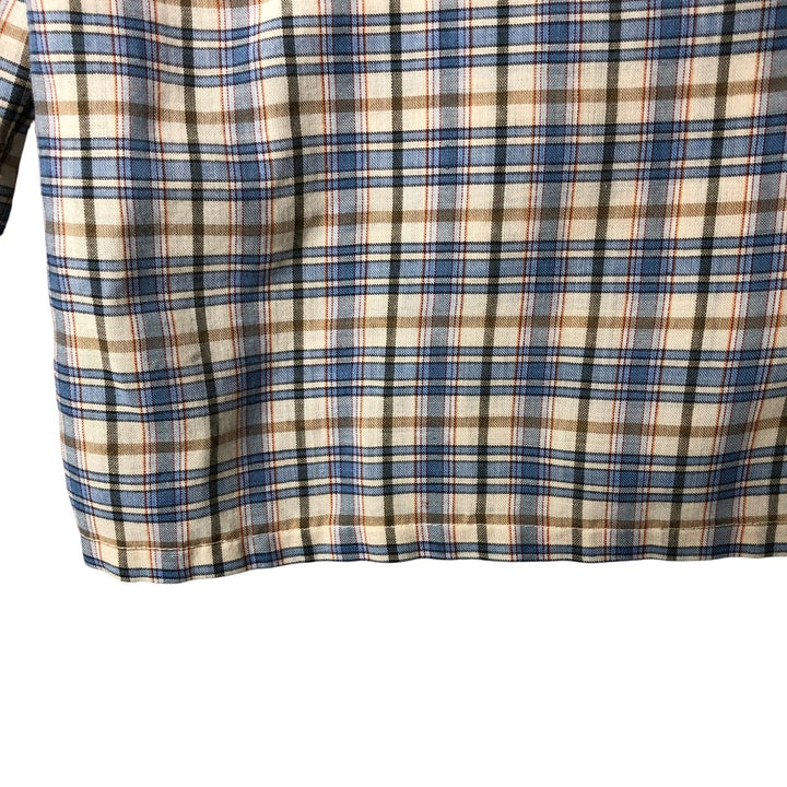 70s-80'S Levi's Check Pattern Long Sleeve Western Shirt, Men's Size XL polyester Blue type light blue Vintage Second Hand