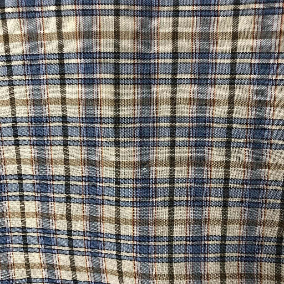 70s-80'S Levi's Check Pattern Long Sleeve Western Shirt, Men's Size XL polyester Blue type light blue Vintage Second Hand