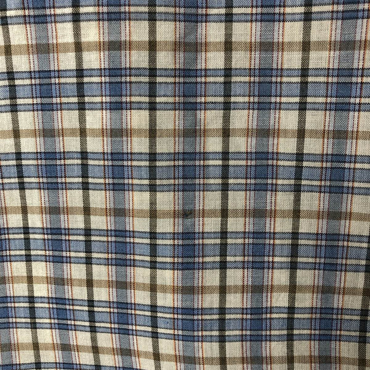 70s-80'S Levi's Check Pattern Long Sleeve Western Shirt, Men's Size XL polyester Blue type light blue Vintage Second Hand