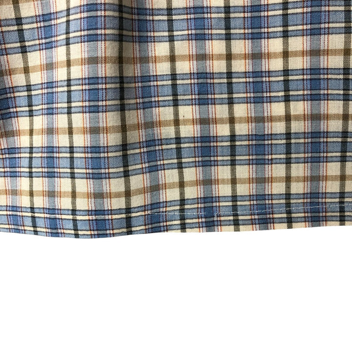 70s-80'S Levi's Check Pattern Long Sleeve Western Shirt, Men's Size XL polyester Blue type light blue Vintage Second Hand