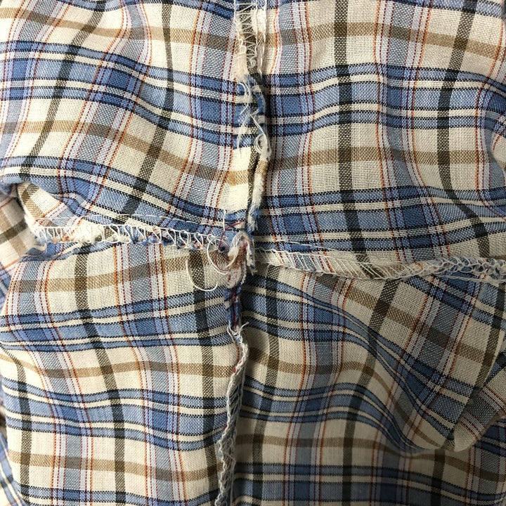 70s-80'S Levi's Check Pattern Long Sleeve Western Shirt, Men's Size XL polyester Blue type light blue Vintage Second Hand