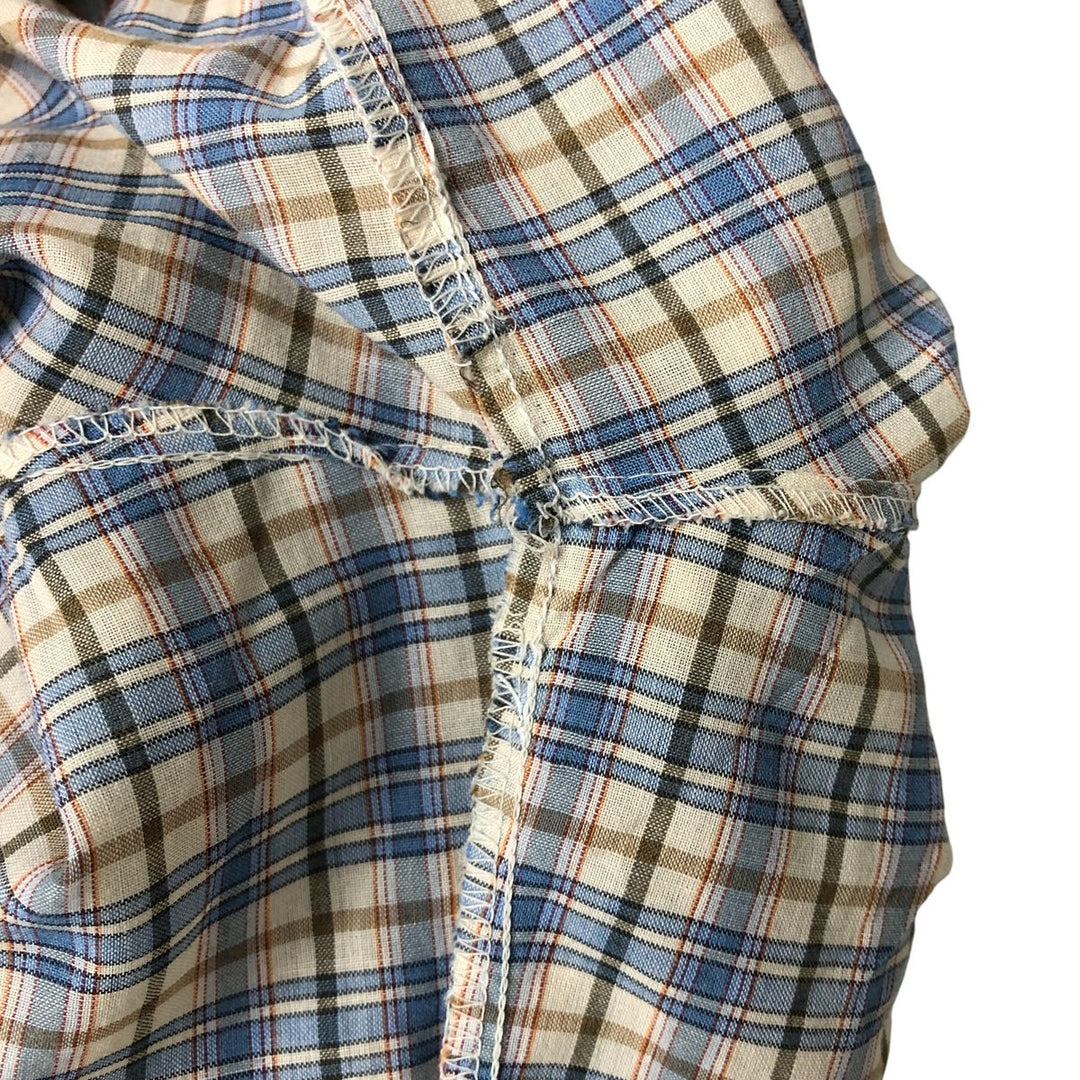 70s-80'S Levi's Check Pattern Long Sleeve Western Shirt, Men's Size XL polyester Blue type light blue Vintage Second Hand