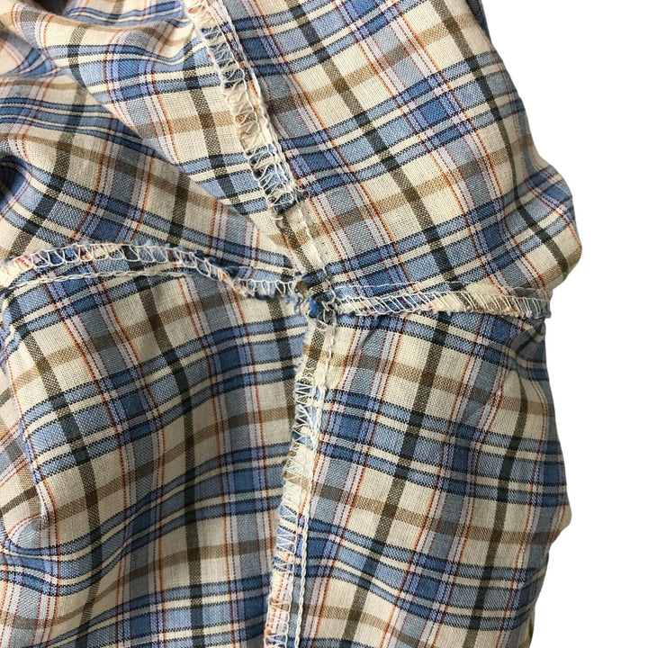 70s-80'S Levi's Check Pattern Long Sleeve Western Shirt, Men's Size XL polyester Blue type light blue Vintage Second Hand