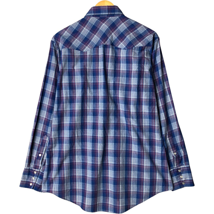 Vintage 80s-90'S Levi's Check Pattern Long Sleeve Western Shirt, Men's Size L polyester blue type Vintage Second Hand