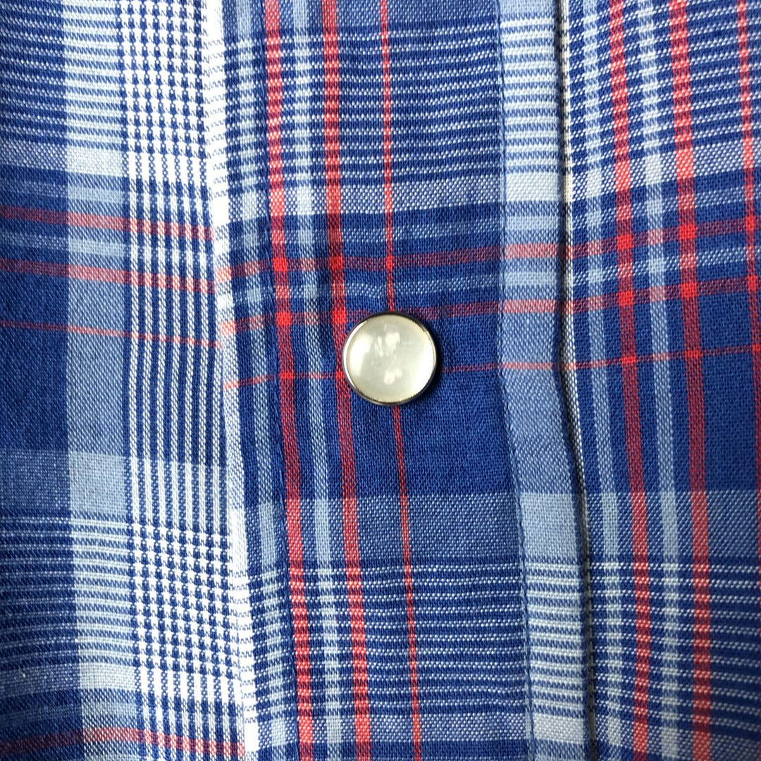 Vintage 80s-90'S Levi's Check Pattern Long Sleeve Western Shirt, Men's Size L polyester blue type Vintage Second Hand