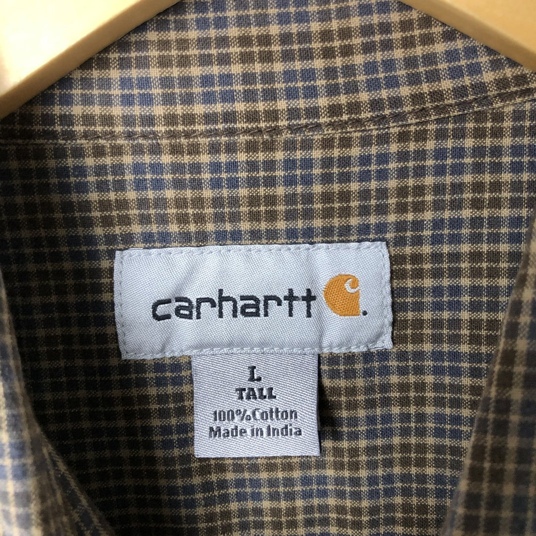 Carhartt Long Sleeve Work Shirt, Men's Size L cotton Khaki type brown Vintage Second Hand
