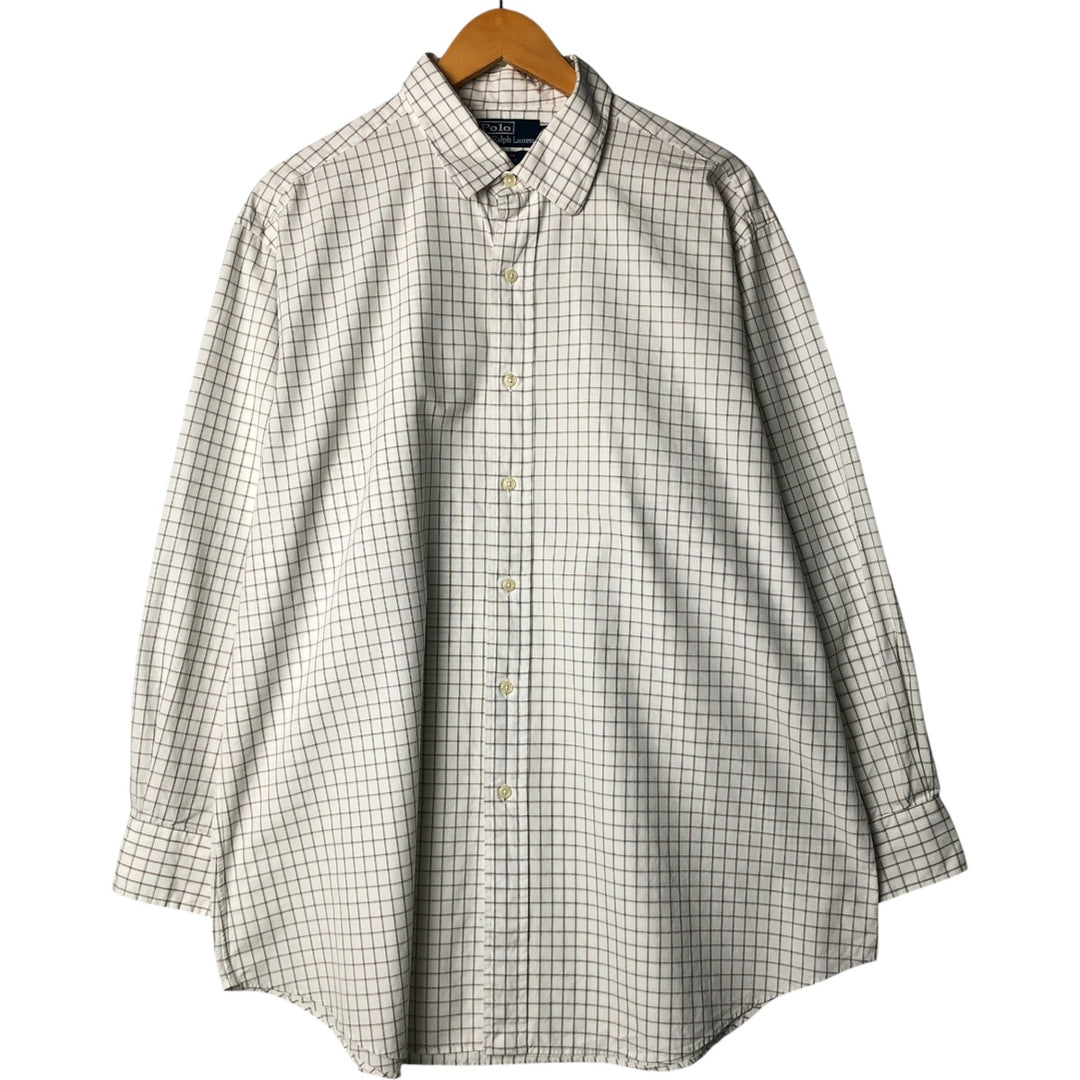 Ralph Lauren POLO by Ralph Lauren CURHAM CLASSIC FIT long-sleeved cotton check shirt, men's size XL cotton white type Vintage Second Hand