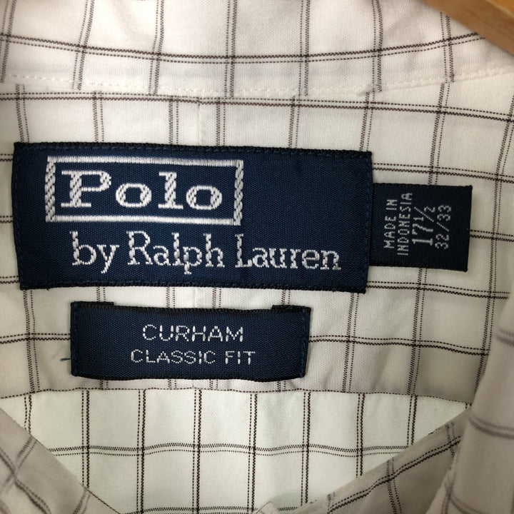 Ralph Lauren POLO by Ralph Lauren CURHAM CLASSIC FIT long-sleeved cotton check shirt, men's size XL cotton white type Vintage Second Hand