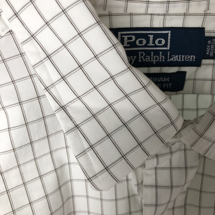 Ralph Lauren POLO by Ralph Lauren CURHAM CLASSIC FIT long-sleeved cotton check shirt, men's size XL cotton white type Vintage Second Hand