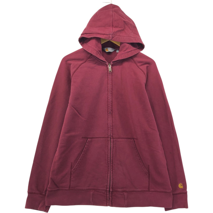 Carhartt Hooded Chase Jacket, full-zip sweatshirt, men's size XL cotton wine-red Vintage Second Hand