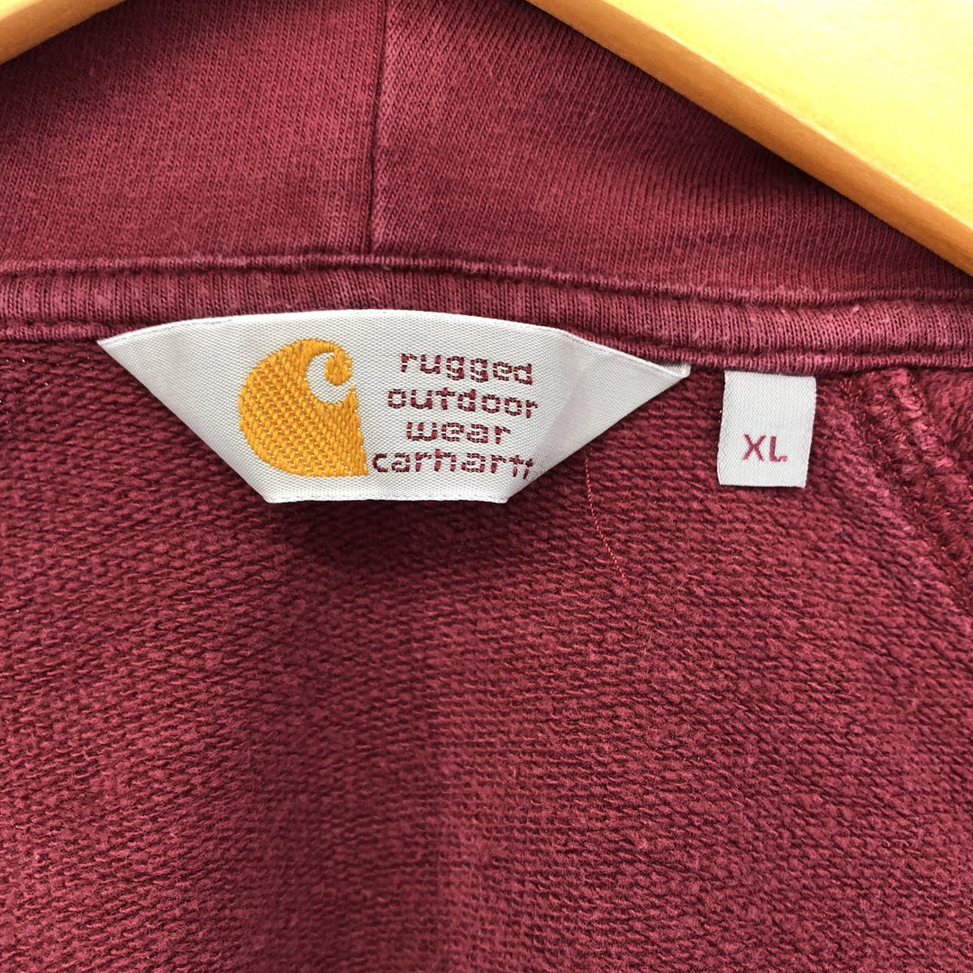 Carhartt Hooded Chase Jacket, full-zip sweatshirt, men's size XL cotton wine-red Vintage Second Hand