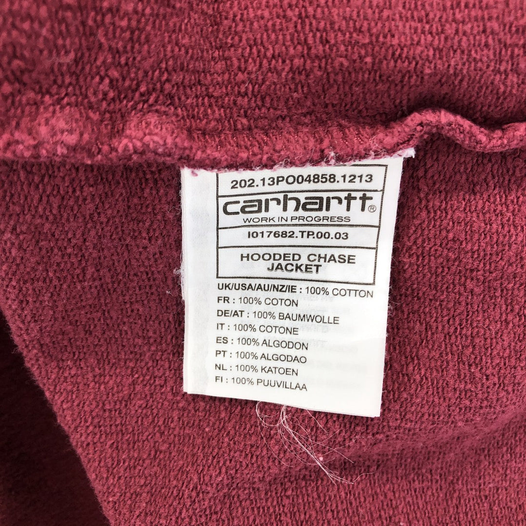 Carhartt Hooded Chase Jacket, full-zip sweatshirt, men's size XL cotton wine-red Vintage Second Hand