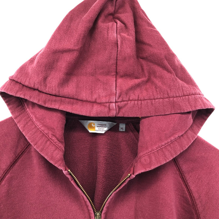 Carhartt Hooded Chase Jacket, full-zip sweatshirt, men's size XL cotton wine-red Vintage Second Hand