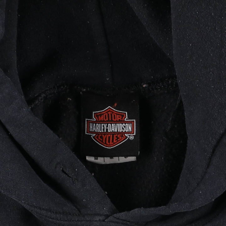 Harley-Davidson Eagle Pattern Stars and Stripes Pullover Hoodie, Men's Size Medium cotton black type Vintage Second Hand