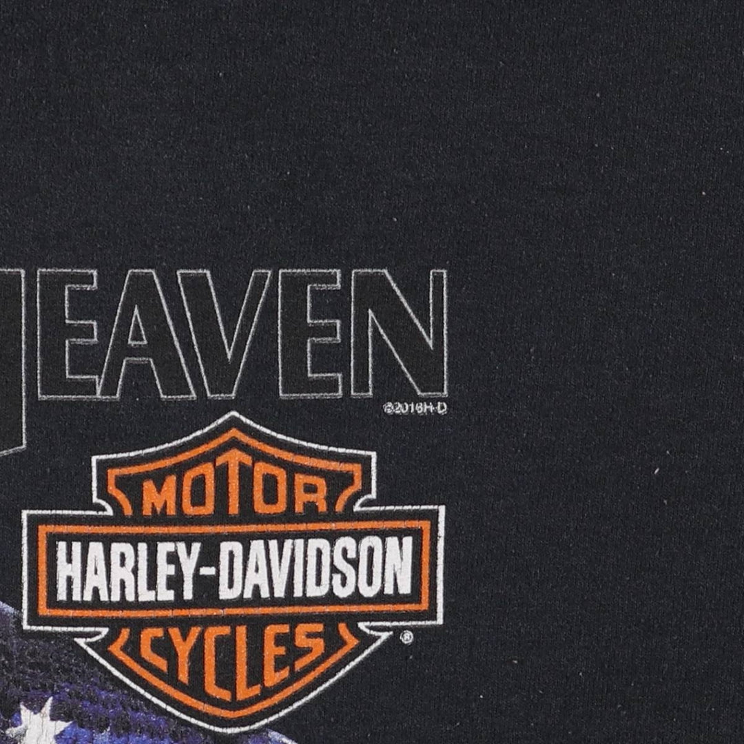 Harley-Davidson Eagle Pattern Stars and Stripes Pullover Hoodie, Men's Size Medium cotton black type Vintage Second Hand