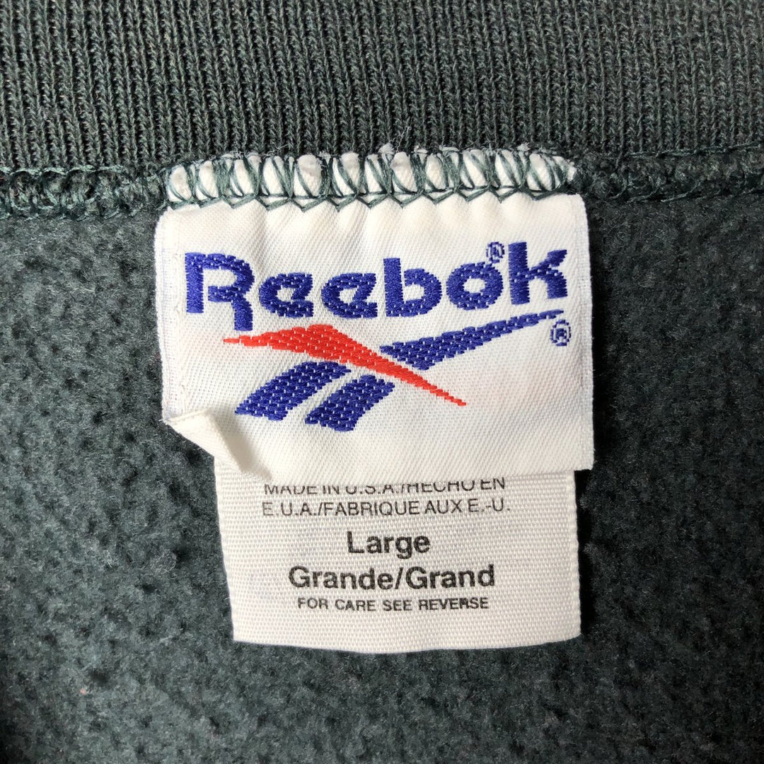 Reebok Logo Sweatshirt, Made in USA, Men's Size L cotton Green type dark green Vintage Second Hand