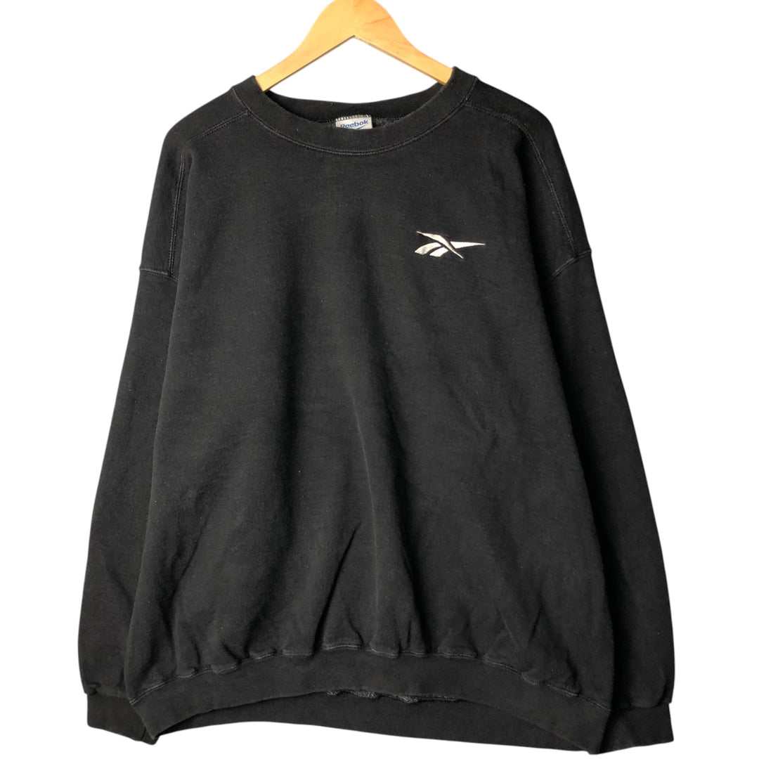 Reebok One-Point Logo Sweatshirt, Made in USA, Men's XL cotton black type Vintage Second Hand