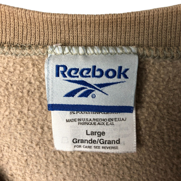 Reebok One-Point Logo Sweatshirt, Made in USA, Men's Size L cotton beige type brown Vintage Second Hand