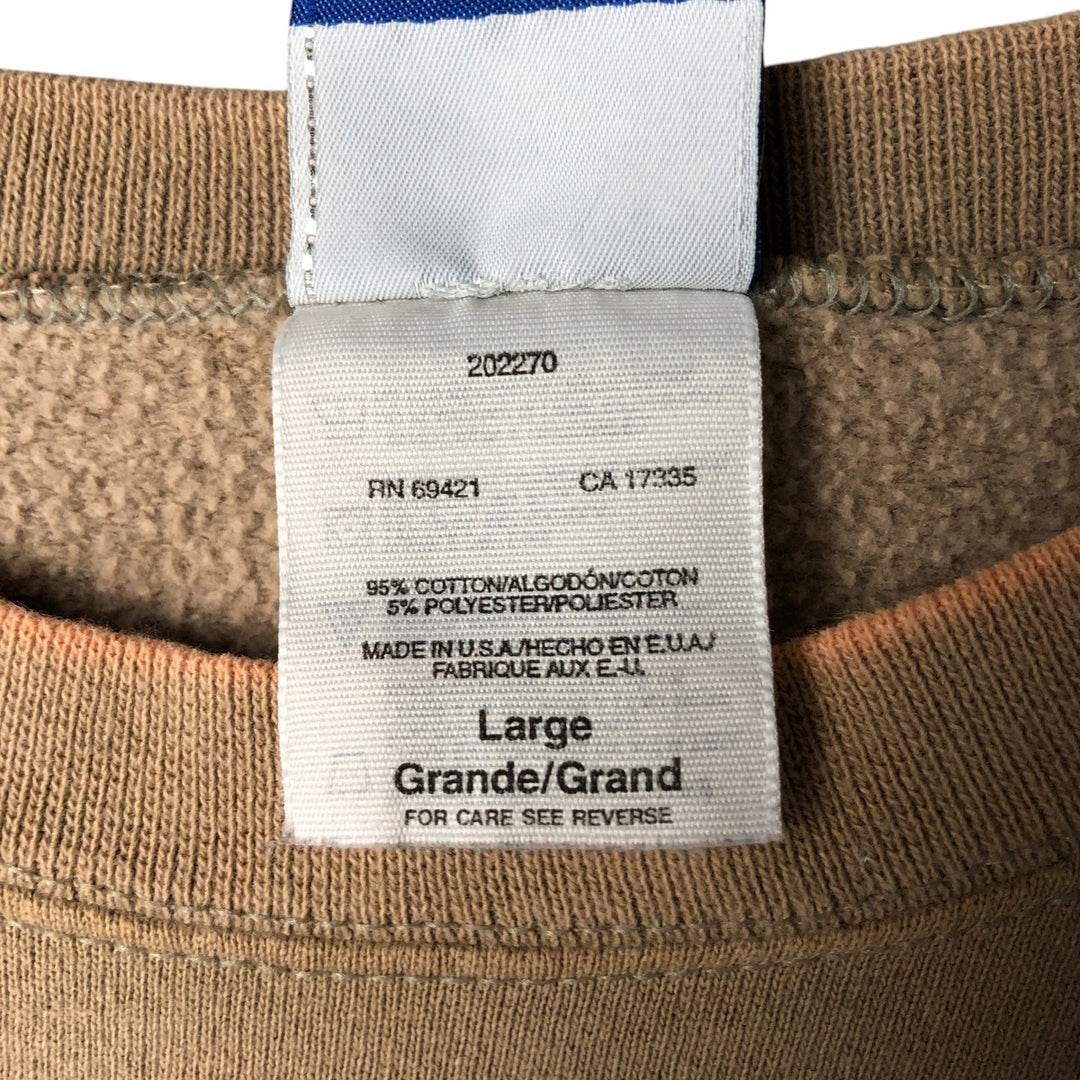 Reebok One-Point Logo Sweatshirt, Made in USA, Men's Size L cotton beige type brown Vintage Second Hand