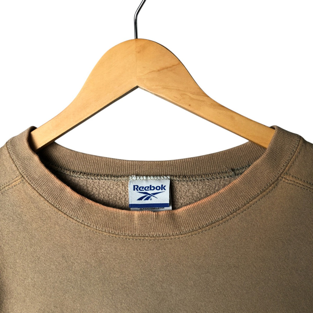 Reebok One-Point Logo Sweatshirt, Made in USA, Men's Size L cotton beige type brown Vintage Second Hand
