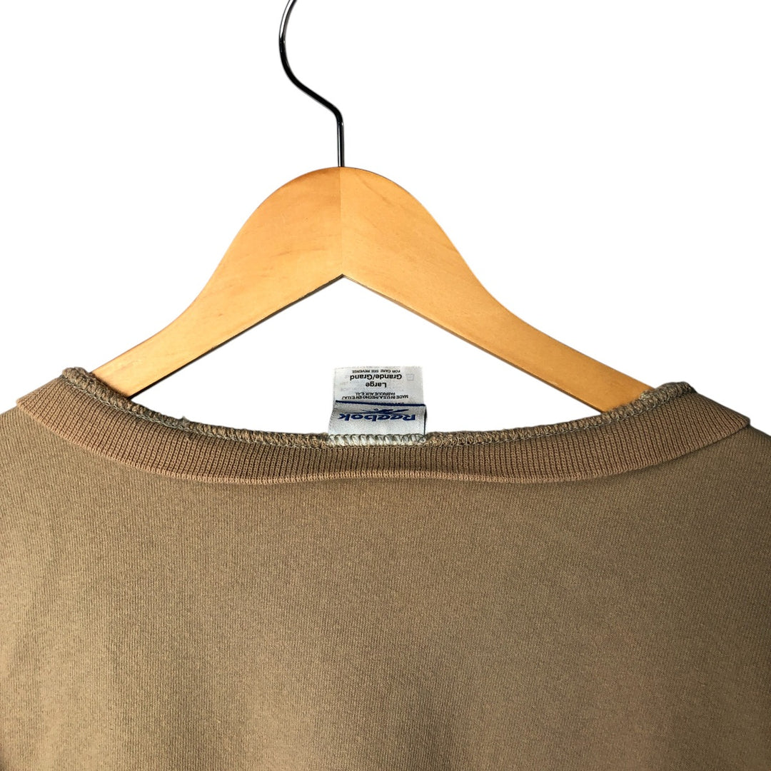 Reebok One-Point Logo Sweatshirt, Made in USA, Men's Size L cotton beige type brown Vintage Second Hand
