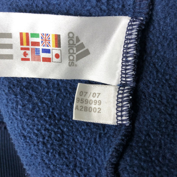 00'S adidas sweatshirt pullover hoodie, men's size L cotton navy blue type Vintage Second Hand
