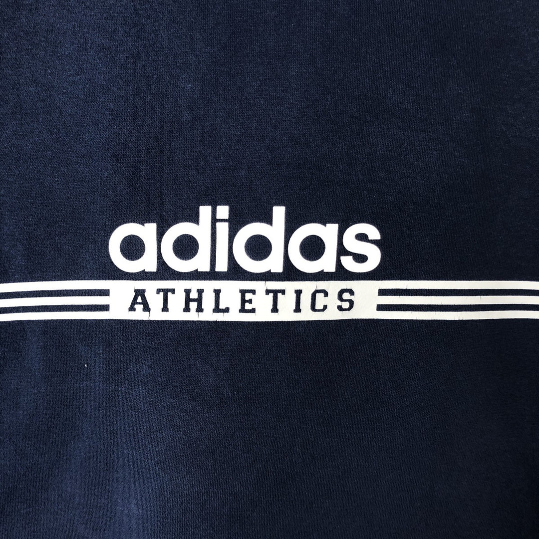 00'S adidas sweatshirt pullover hoodie, men's size L cotton navy blue type Vintage Second Hand